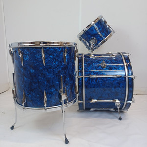 Premier 20,12,16" Blue Pearl Drum Set 3Ply Birch+Die-Cast-Rims Vintage 60s#54 UK