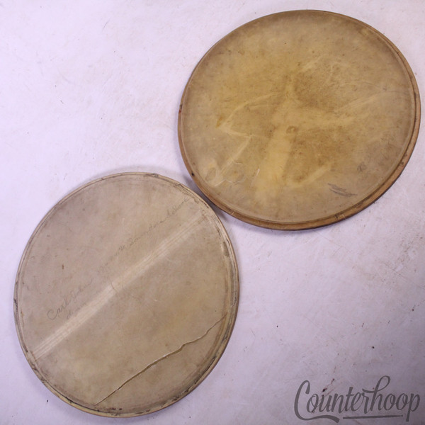 *Ludwig 2x 12" Calf Skin Drum Heads Maple Flesh Hoops Batter/Resonant Snare 20s*