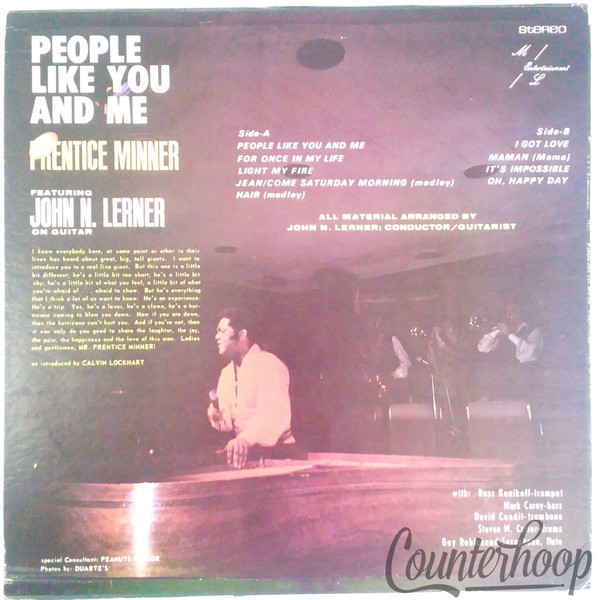 Prentice Minner ft John N. Lerner-People Like You And Me M/L Entertainment NM