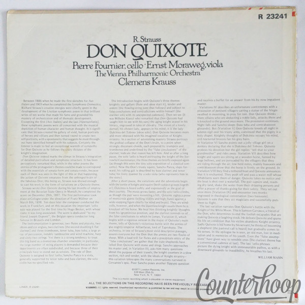 Richard Strauss, Clemens Krauss, The Vienna Orchestra-Don Quixote 1977 UK Mono