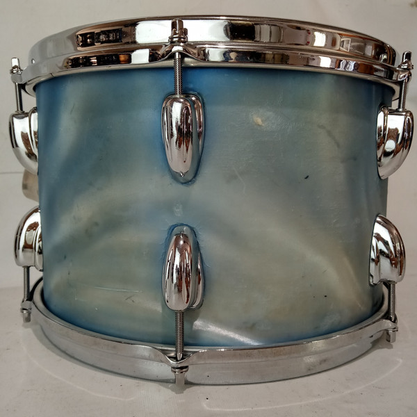 *Slingerland 8x12"Tom Drum Blue Satin Flame '68-9 Aluminum Set-O-Matic/COB Brass