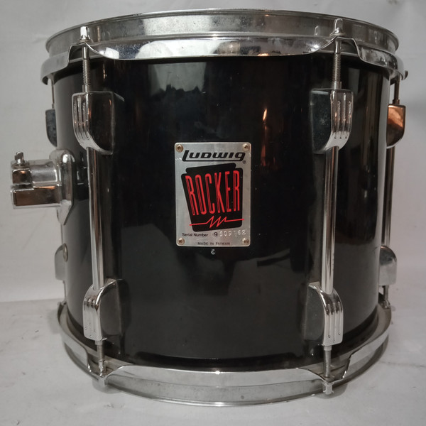 Ludwig 10x12" Rocker Tom Drum Black Wrap Vintage 80s Wood Shell