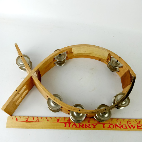 Fish Tambourine Christian Praise Band Instrument Percussion Hand Shaker Wood