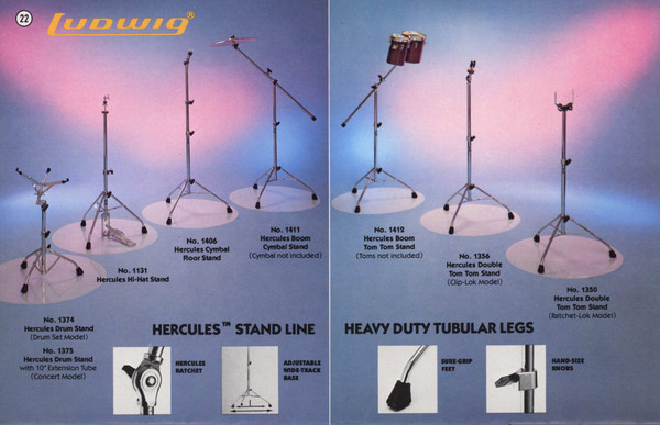 *Ludwig Hercules Straight Crash/Ride Cymbal Stand Tube-Leg Tripod Vintage 70-80s