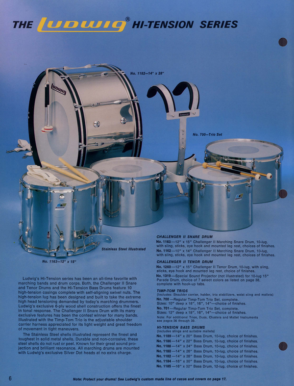Ludwig 10x16"Timp-Tom Drum #700 Vintage '79 Chrome-Wood COW 6Ply Maple Bass Jazz