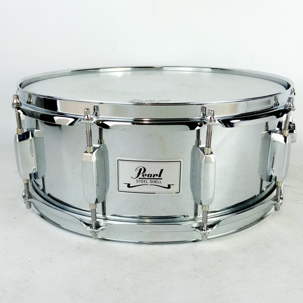 Pearl 5.5x14" Steel Shell Snare Drum 10-Lug Vintage 90s w Muffler Throw-Off/Butt