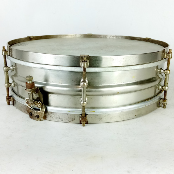 *Wilson Bros 4x14" Brass Snare Drum 3-Way Nickel Vintage 20s Chicago USA 6-Lug*