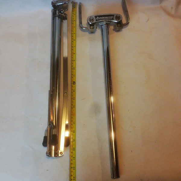 *Ludwig Double Tom Drum Mount Stand Holder Vintage 70s L-Arm Posts Chrome USA*