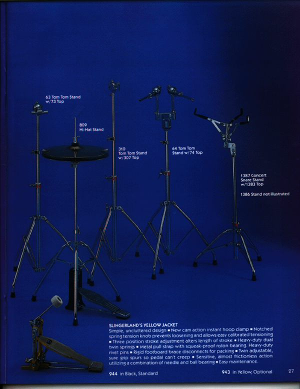 Slingerland #809 Hi-Hats Cymbals Stand Chrome Tube-Leg Vintage 1979 Tripod Base