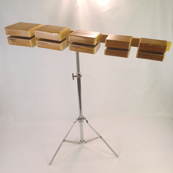 Vaughncraft 5x African Mahogany Temple Blocks +Percussion Plus Stand Birch Wood