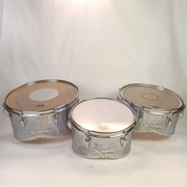 Slingerland 12,14,16"#592 Cut-A-Way Trio Tom Drums COW Chrome-Wood Vintage70s US