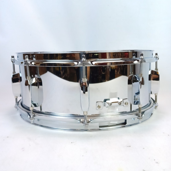 Pearl 5.5x14"Steel Shell Snare Drum 8-Lug Chrome SS Evans Onyx + Remo Ambassador