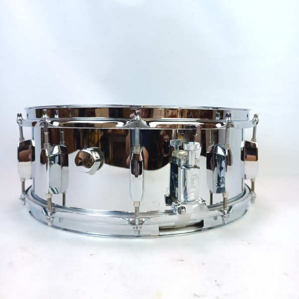 Pearl 5.5x14"Steel Shell Snare Drum 8-Lug Chrome SS Evans Onyx + Remo Ambassador