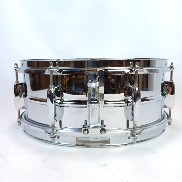 Pearl 5.5x14"Mirror Chrome Steel Shell Snare Drum 8-Lug Remo CS + Ambassador