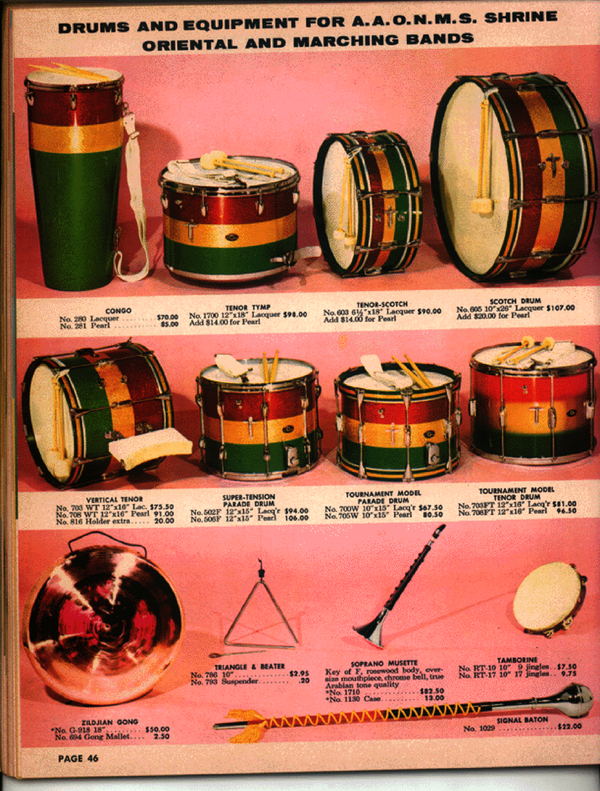 Slingerland 60s 12x15" Zoomatic Marching Snare Drum Gold Sparkle COB Brass Hoops