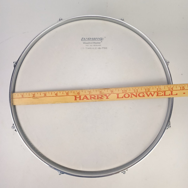 Ludwig Timbale 6.5x14"Chrome-Plated Steel Drum Vintage 70s Blue/Olive USA