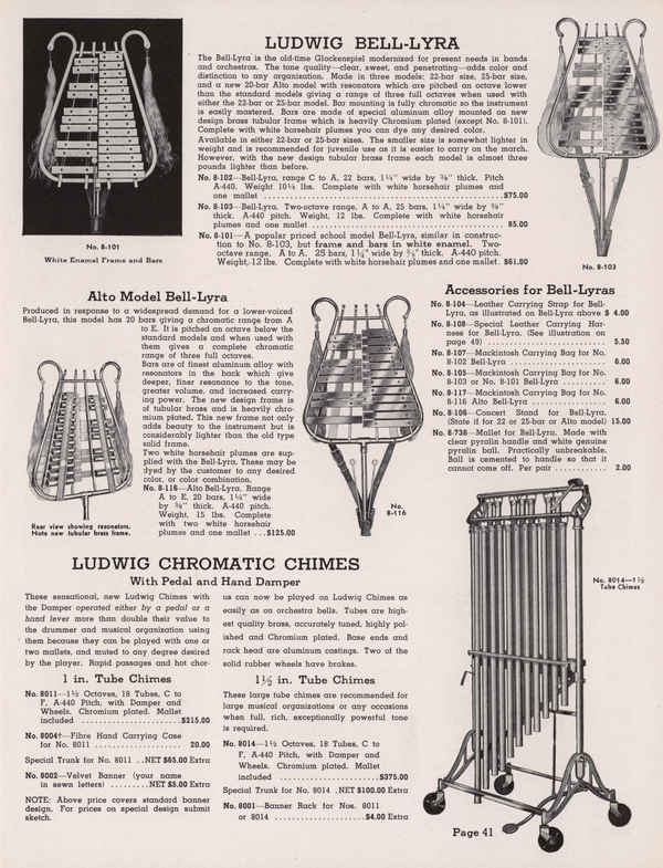 Ludwig Marching Bell Lyra40s CAPS-Logo Glockenspiel Xylophone Vintage Percussion