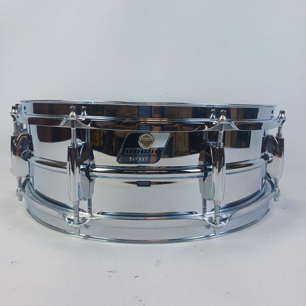 Ludwig Steel Rocker 8Lug Snare Drum 80s 5x14"Vintage Chrome Black/White #841227