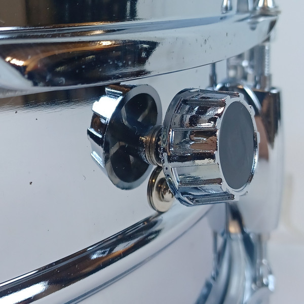 Ludwig Steel Rocker 8Lug Snare Drum 80s 5x14"Vintage Chrome Black/White #841227