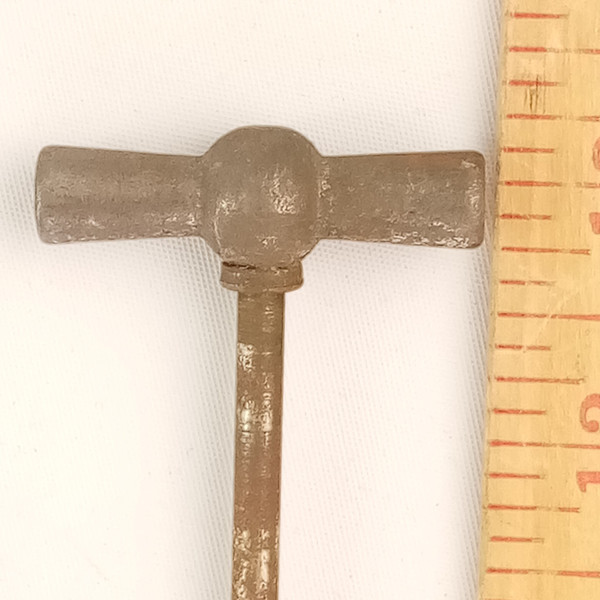 Frank Wolf 12 5/8"Bass Drum Tension Rod Faucet Thumb Turn Vintage 30s USA Nickel