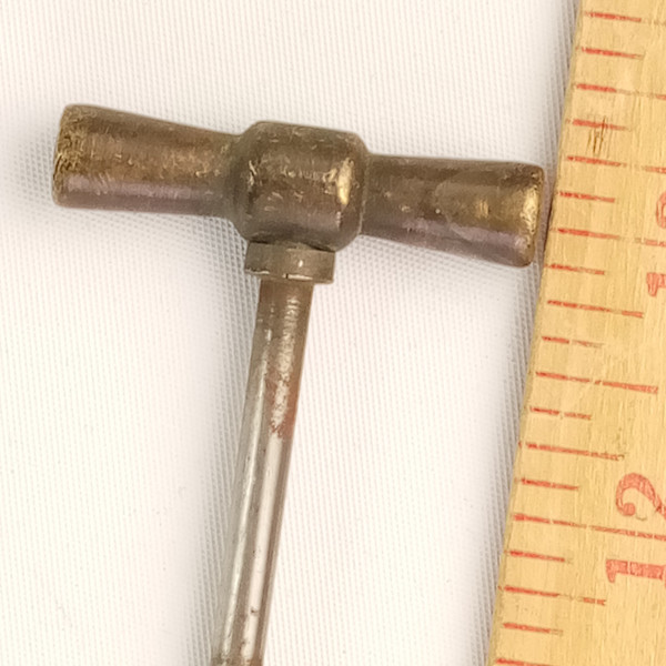 Frank Wolf 12 3/4"Bass Drum Tension Rod Faucet Thumb Turn Vintage 30s USA Nickel
