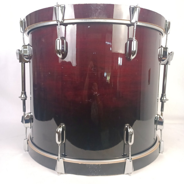 Premier Cabria 18x22" Red Cherry/Black Fade Bass Drum 2000s Kick 8Lug Wood Hoops