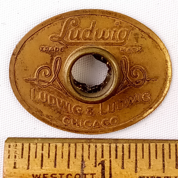*Ludwig & Ludwig 20s Chicago,IL Oval Badge Brass Snare/Bass Drum +OG Grommet USA