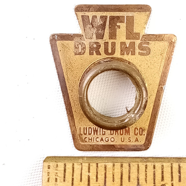 *WFL Drums Brass Keystone Badge Ludwig Vintage 50s 1955-1958 Chicago +OG Grommet