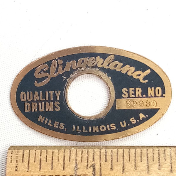 Slingerland Niles Black/Brass 1965 Serial#99230 Badge Snare/Bass Drum Sound King