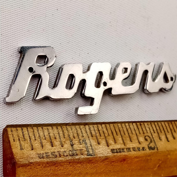 Rogers Script Logo Badge Vintage60s Holiday/Powertone Cleveland/Dayton/Fullerton