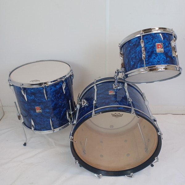 Premier 20,12,16" Blue Pearl Drum Set 3Ply Birch+Die-Cast-Rims Vintage 60s#54 UK