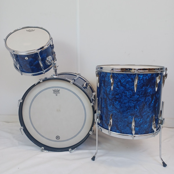 Premier 20,12,16" Blue Pearl Drum Set 3Ply Birch+Die-Cast-Rims Vintage 60s#54 UK