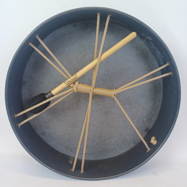 Remo 16"x3.5"Bahia Buffalo Bass Drum Pre-Tuned Black Earth Shell+Padded Case/Bag