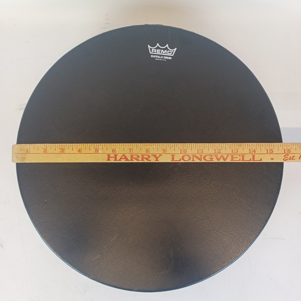 Remo 16"x3.5"Bahia Buffalo Bass Drum Pre-Tuned Black Earth Shell+Padded Case/Bag