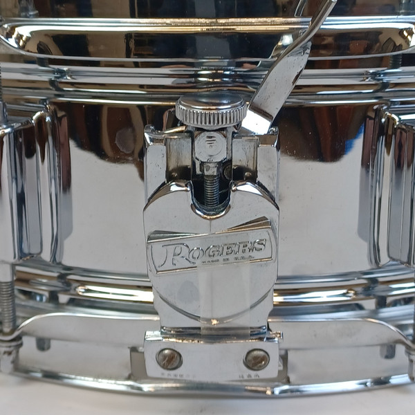 *Rogers 60s COB Dayton Powertone Snare Drum 5x14"Chrome Brass Script Vintage*