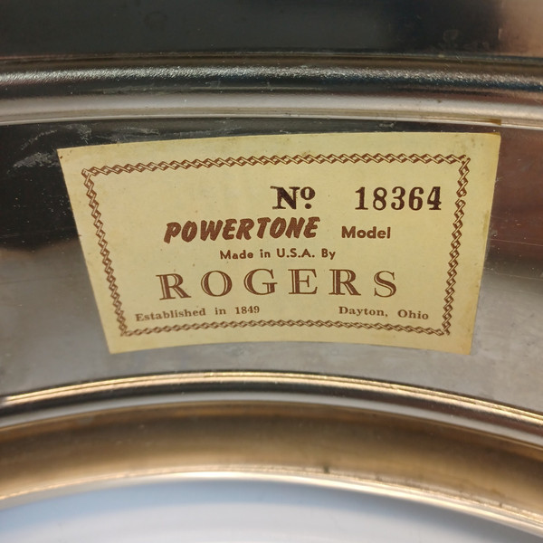 *Rogers 60s COB Dayton Powertone Snare Drum 5x14"Chrome Brass Script Vintage*