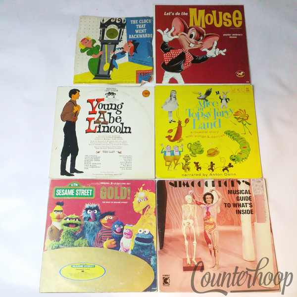 7 Children's Alice Topsy Turvy Land/Do The Mouse/Young Abe Lincoln/Sesame Street