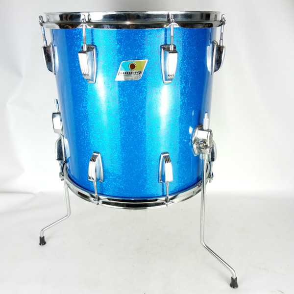 Ludwig 14x14 Foor Tom Drum Blue Sparkle Vintage 70s 3Ply Maple Jazzette/Downbeat