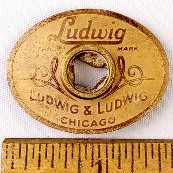 *Ludwig & Ludwig 20s Chicago,IL Brass Oval Badge Snare/Bass Drum +OG Grommet USA
