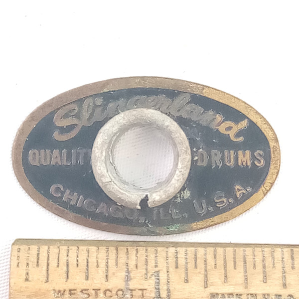 Slingerland Black/Brass 1959-'61 Chicago Badge Snare/Bass Drum +Aluminum Grommet