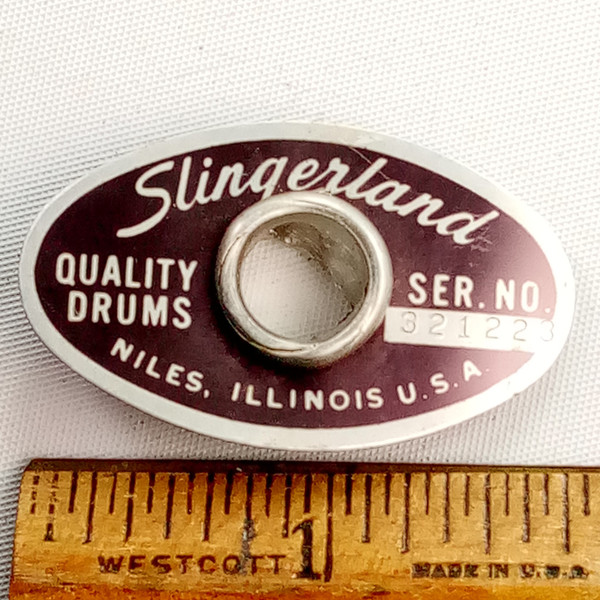 Slingerland Niles Black/Silver'76#321223 Badge Snare/Bass/Tom Drum +Alum Grommet