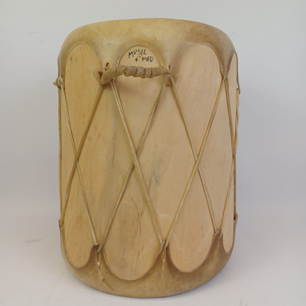 16x13"Hand Carved Log Drum Rawhide Medicine Shamanic Ritual Percussion Music+Med