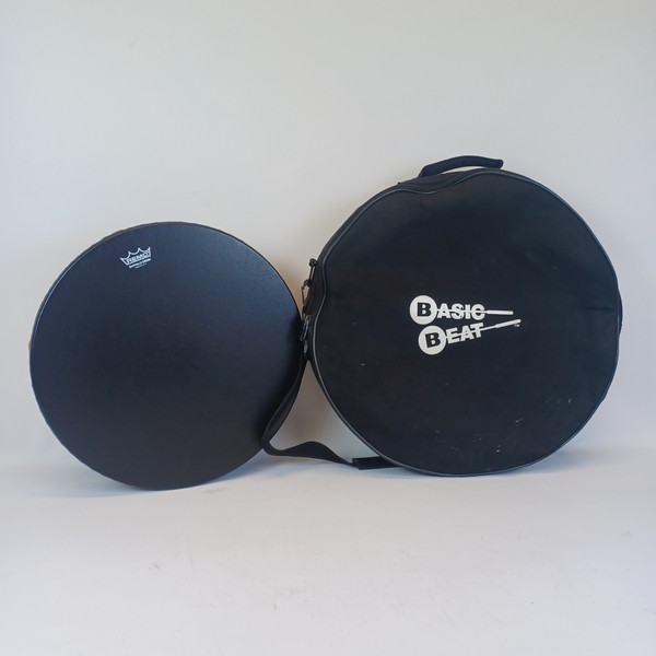 Remo 16"x3.5"Bahia Buffalo Bass Drum Pre-Tuned Black Earth Shell+Padded Case/Bag