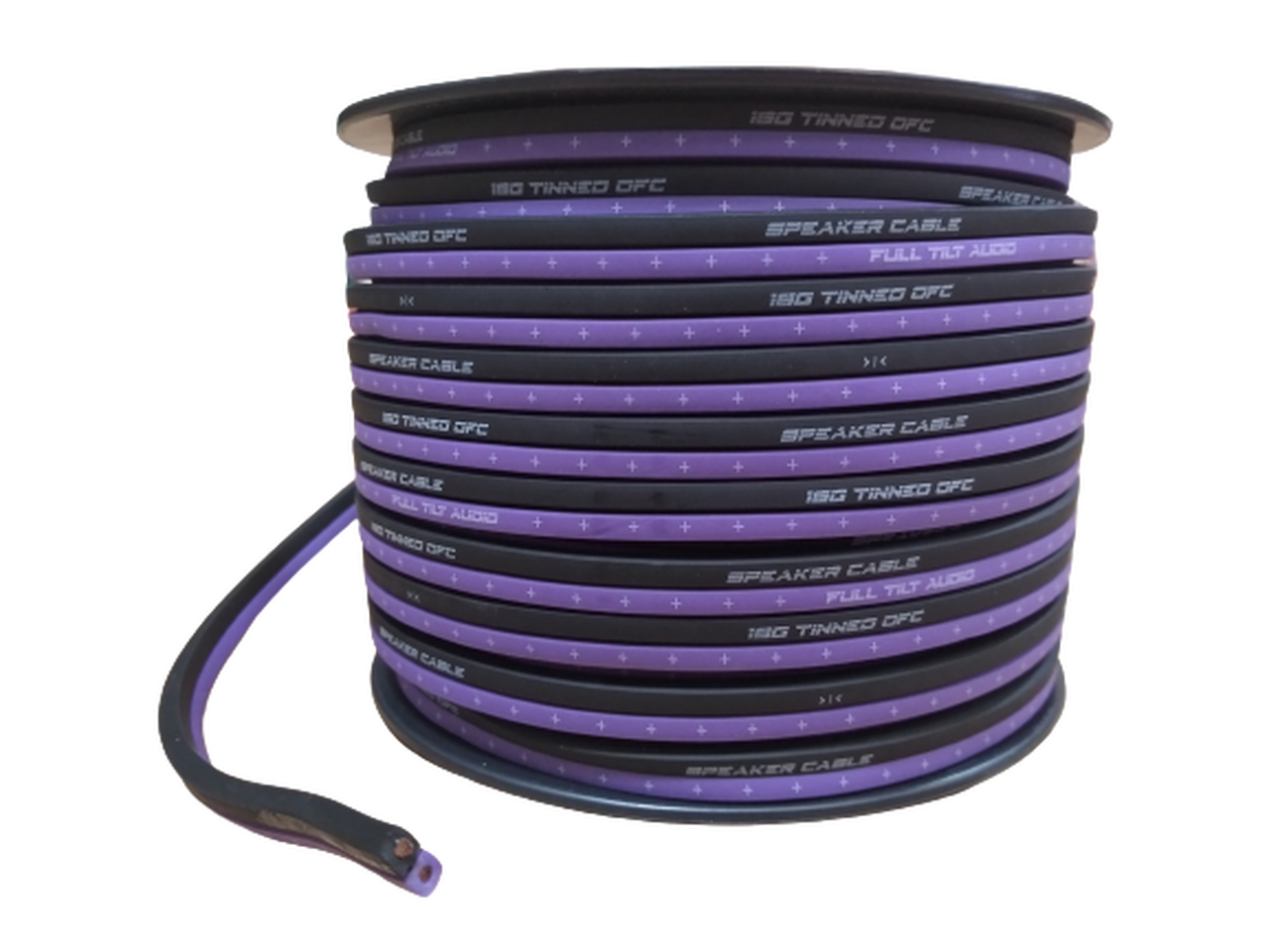 Full Tilt Audio Purple/Black 16 Gauge 100 Foot Tinned OFC Oxygen Free  Copper Speaker Cable Wire