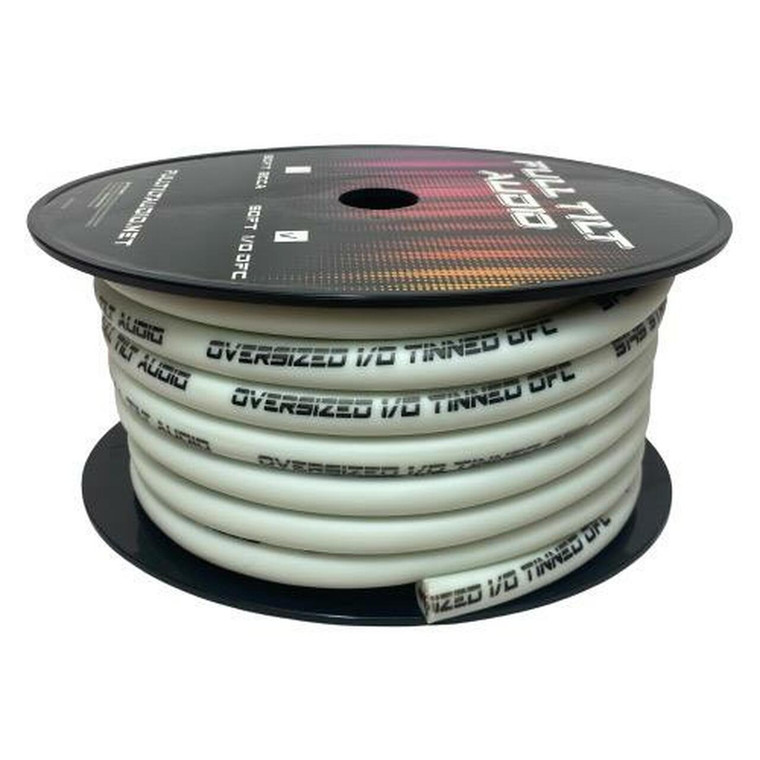 Full Tilt Audio White 1/0 Gauge 50 Foot Tinned OFC Oxygen Free Copper Power/Ground Cable/Wire