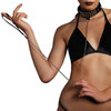 Studded Bondage Collar With Chain Leash