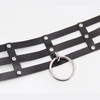 Cho005 Triple Strap Faux Leather Ringed Choker Cho005 Triple Strap Faux Leather Ringed Choker