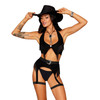 Dreamgirl Costume 13306/X Western-Themed Faux-Leather Bralette and Garter Belt Set with Fringe Details