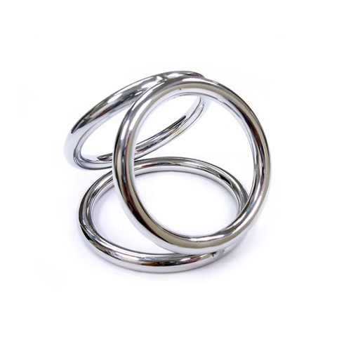 Rouge Stainless Steel Triple Cock Ring Cage (Medium