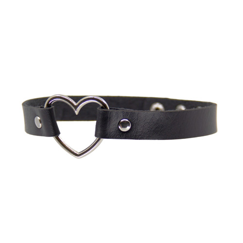 Cho028 Plain Choker With Silver Heart